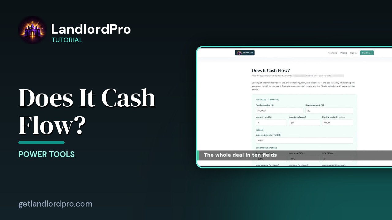 Does It Cash Flow? — the free deal check