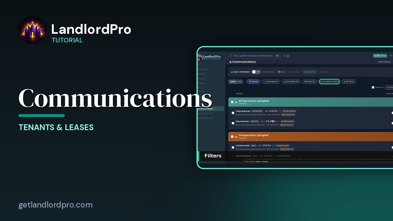 Communications — reminders, consent, one-tap sends