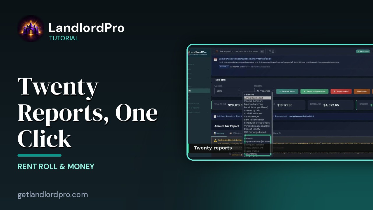 Reports — twenty reports, one click