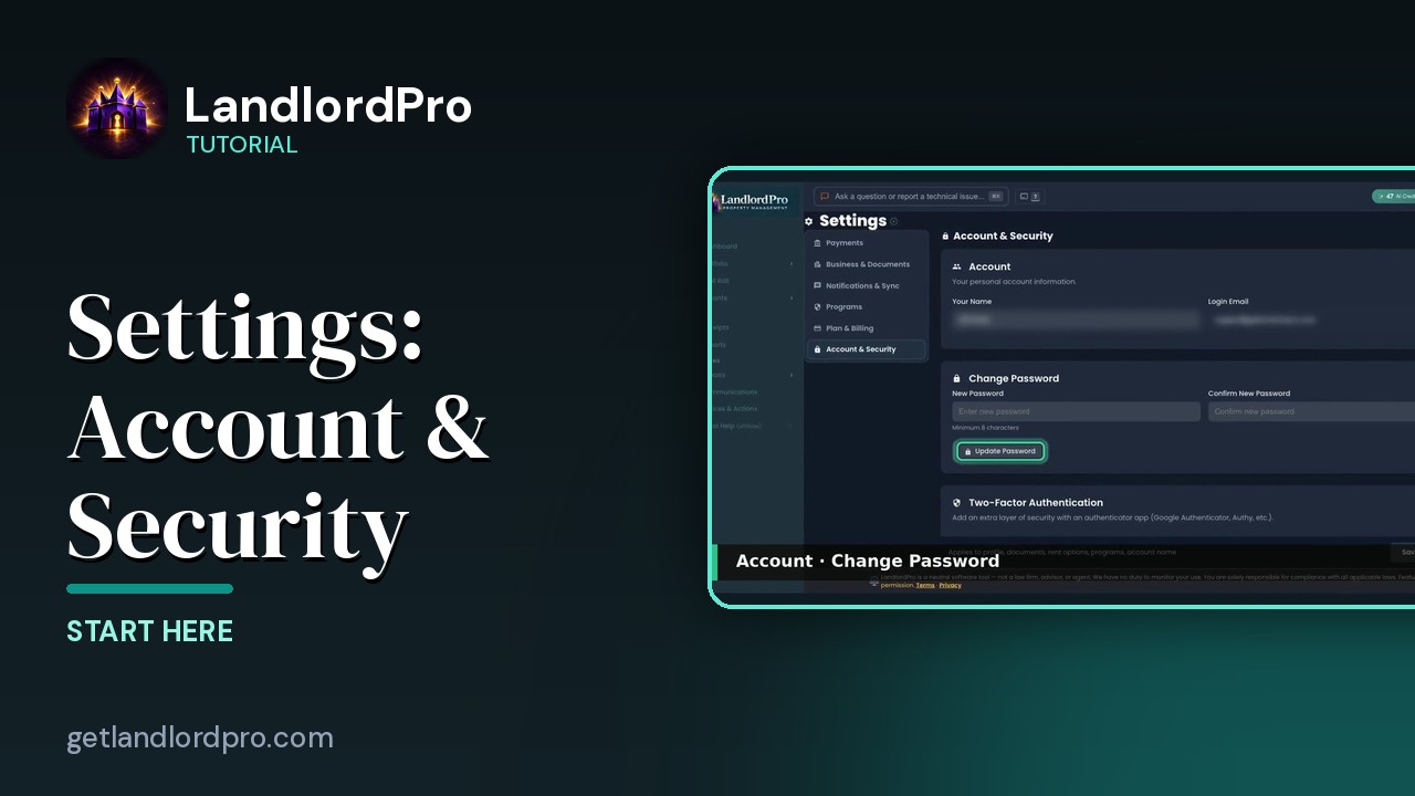Settings · Account & Security — option by option