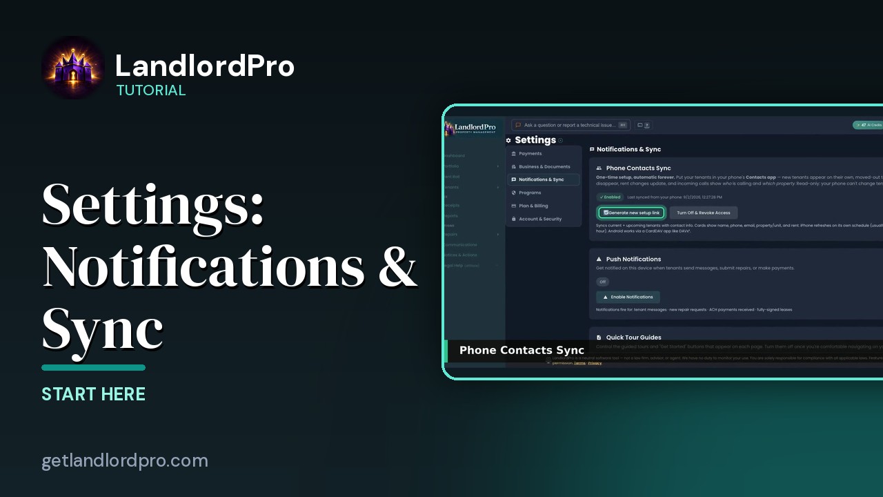 Settings · Notifications & Sync — option by option