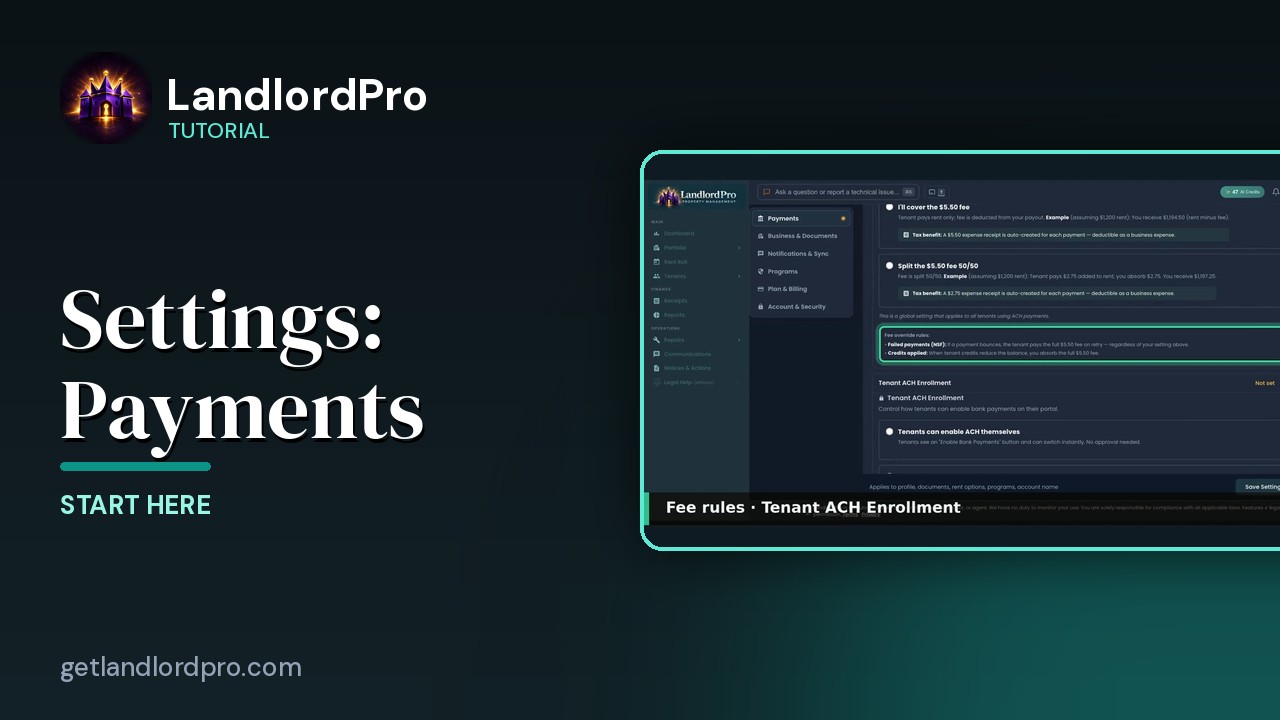Settings · Payments — option by option