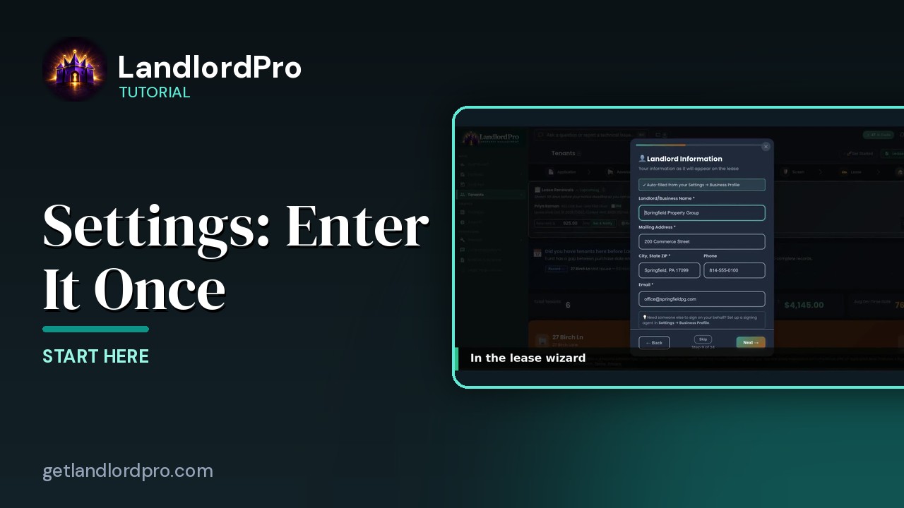 Settings — enter it once, it shows up everywhere